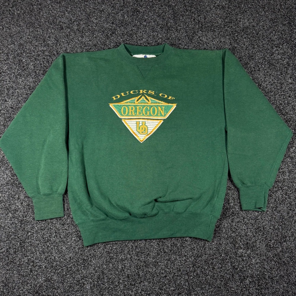 Vintage 1990s NCAA University of Oregon Ducks Crewneck Sweatshirt Large Green